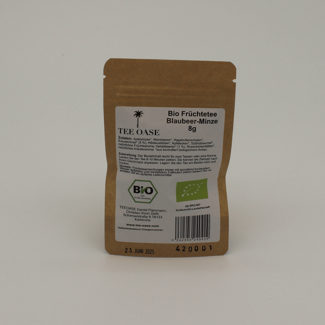 Bio Früchtetee Blaubeer-Minze 8g Probierbeutel